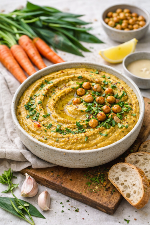 Möhren-Bärlauch-Hummus