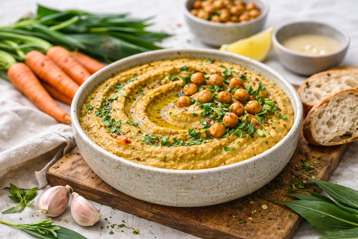 Möhren-Bärlauch-Hummus