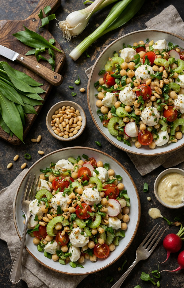 Kichererbsensalat mit Mozzarella & Bärlauch