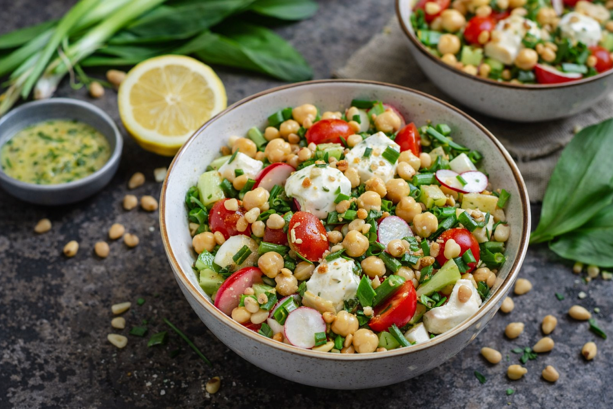 Kichererbsensalat mit Mozzarella & Bärlauch