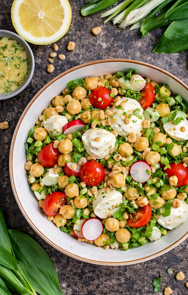 Kichererbsensalat mit Mozzarella & Bärlauch